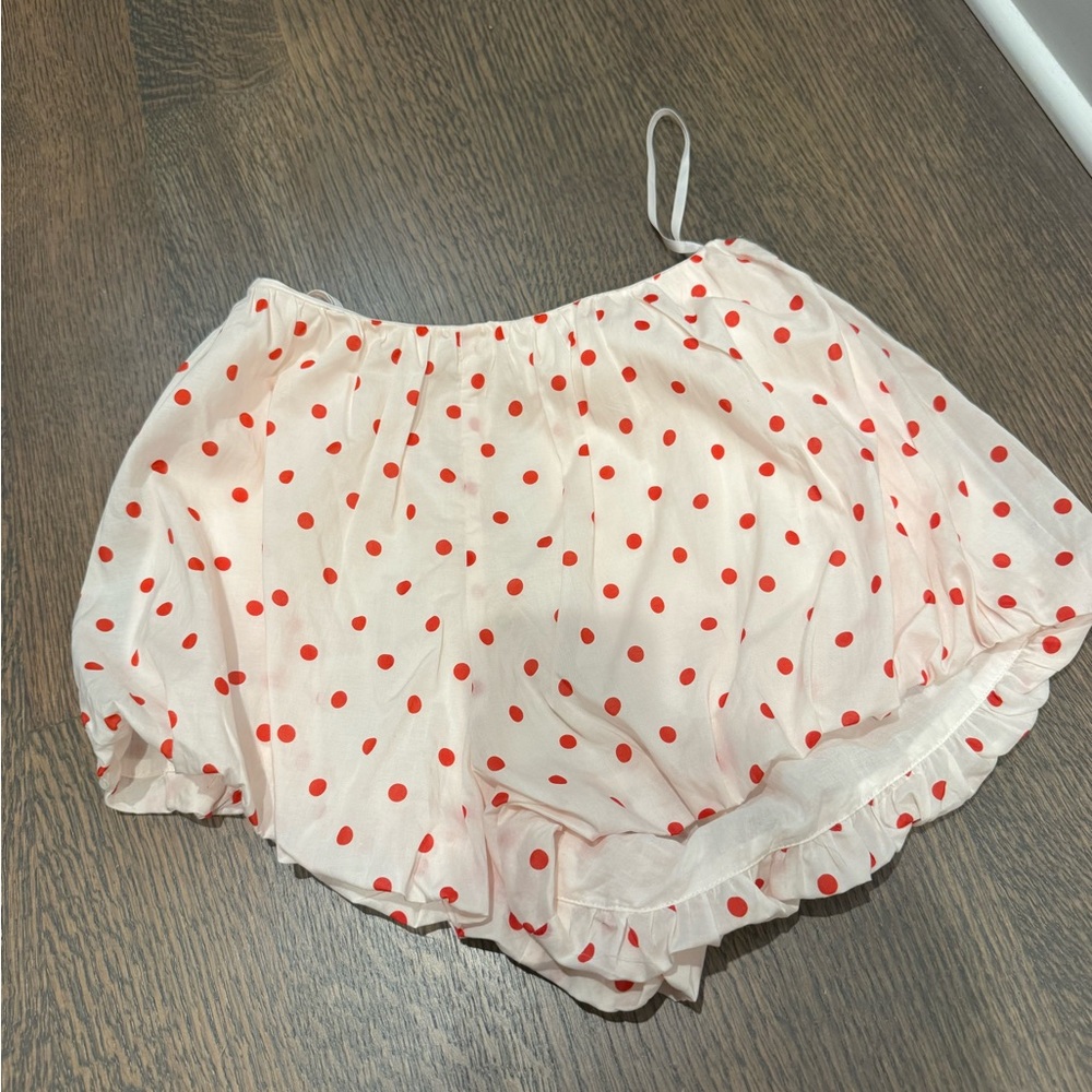 Posse Cream High-Waist Shorts with Red Polka Dots